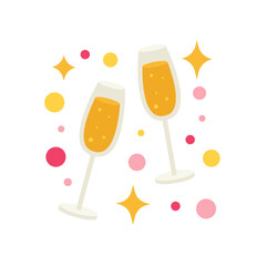Champagne Glasses Celebration Toast Flat