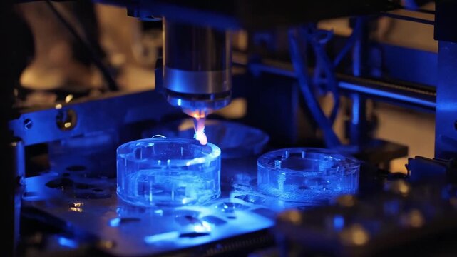 Medium shot capturing the calibration process of a powderbased 3D printer adjusting laser settings for uniform powder layering and precise sintering results.