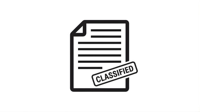 Document with classified stamp icon representing confidential information and restricted access