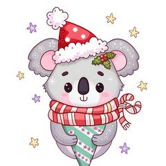 Christmas koala illustration
