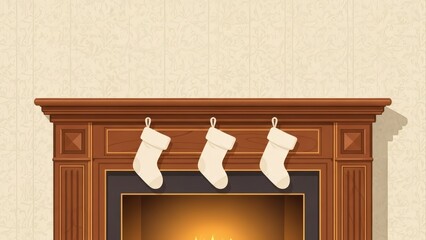 Christmas stockings hanging on a fireplace mantel, ready for gifts and holiday cheer.