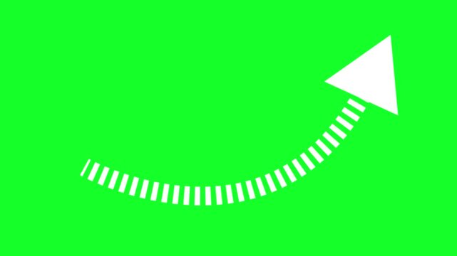 Minimal white arrow animation isolated on green screen in 4K UHD quality, smooth moving arrow for navigation, call to action, tutorial guide, business presentation, website UI