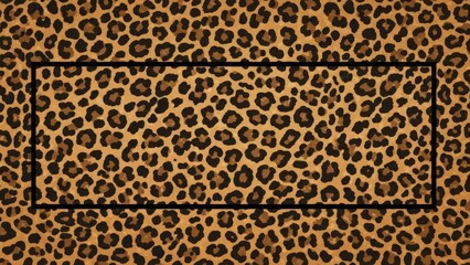 Leopard Print Fabric Texture Background with Rectangle Overlay.