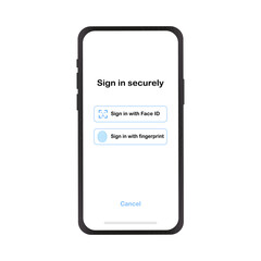 Biometric login screen user interface. Vector illustration