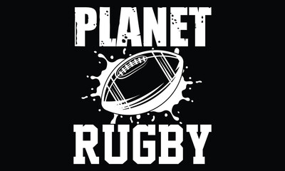 Planet rugby - Rugby T-shirt Design, Vintage College Font Artwork | Athletic Typography | Sporty Graphic Style for Tees & Prints | Retro Gear Appeal, Team Spirit, Bold Lettering, College Team Pride