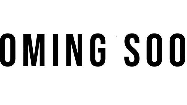 COMING SOON Text Title Zoom Out Effect Bebasnue Font Type 4K Animation White Background