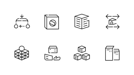 Distribution web icon set.Editable line icons. on white vector illustration.