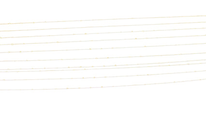 Sparkling led yellow lights isolated on white background. A curtain of Christmas fairy lights. Fairy light strips