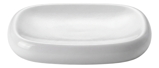 Ceramic soap dish for holding solid dish soap on kitchen counters.