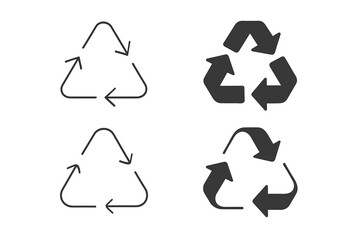 Obraz premium Recycling symbol variations: outline and solid icons for environmental awareness