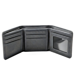 Men's Classic Leather Tri-fold Wallet with ID Window - High Capacity RFID Blocking Organizer with Multiple Card Slots - Durable Genuine Black Leather