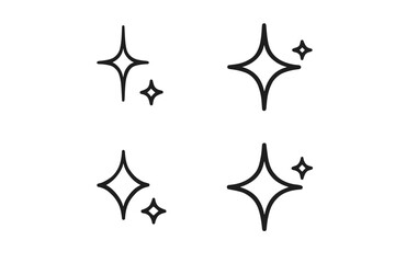 Obraz premium Set of four sparkling star icons in a clean, minimalist outline style on white