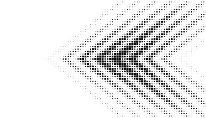 Black and white smooth transition pattern of arrows shape with halftone effect for sporty and modern background. Vector Format Illustration 