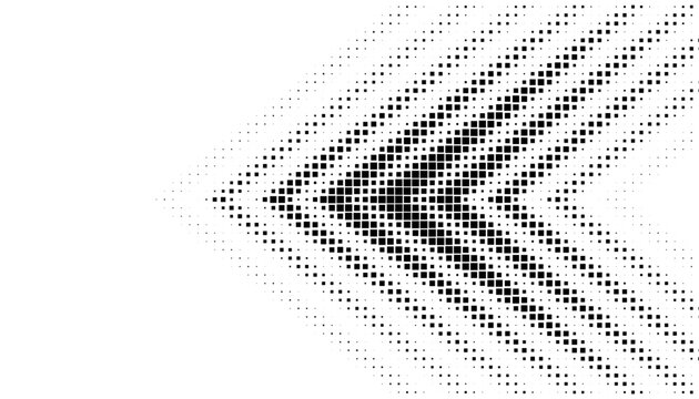 Black and white smooth transition pattern of arrows shape with halftone effect for sporty and modern background. Vector Format Illustration 