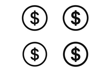 Obraz premium Four simple black dollar sign icons arranged in a two by two grid on a white background