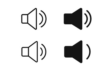 Set of four speaker volume icons, two outlined and two solid black