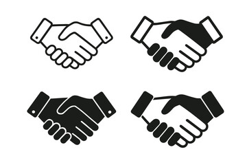 Obraz premium Set of handshake icons representing agreement, partnership, and business collaboration