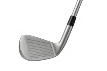 Golf club wedge with metal clubhead creating precise shots for professional and amateur players, transparent background