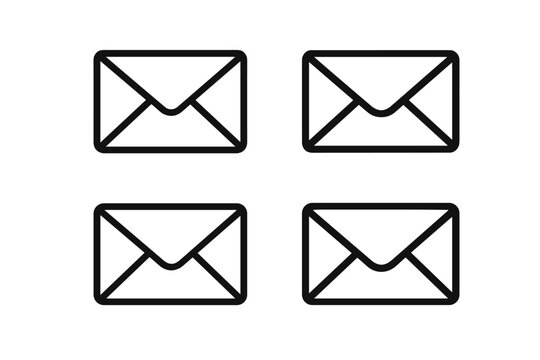Four simple black outline envelope icons arranged in a two by two grid on a white background