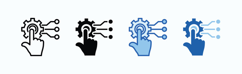 Digitalization Icon Sheet Multiple Style Collection Isolated Vector