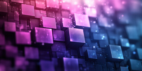 abstract purple blue gradient background with glowing dots and bokeh particle field texture