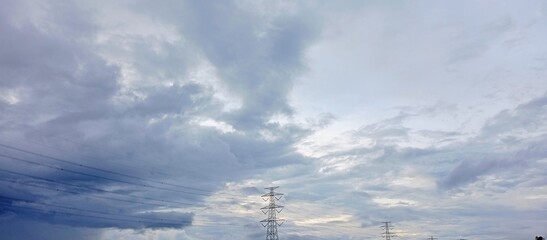 Evening Sky with Soft Clouds at Sunset Time
