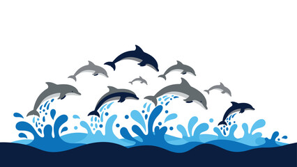 Fototapeta premium Dynamic dolphin leap in playful ocean waves