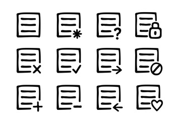 document icon paper page vector illustration doodle set