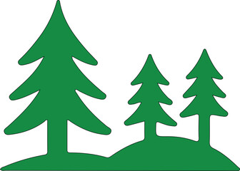 Naklejka premium Green Coniferous Trees Silhouette: Pine Forest, Nature, and Environment Symbol