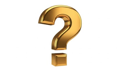 Shiny golden question mark symbol isolated on white background