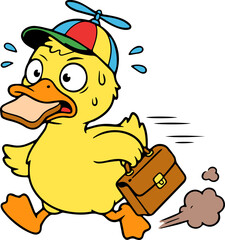 undefined cartoon duck in a busy city life cheerful kids adventure fun environment animated style