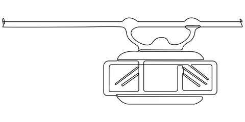 continuous line drawing of cable car.one line drawing of cable car transportation in mountainous areas for tourism.single line vector illustration.isolated white background. © ANJALI