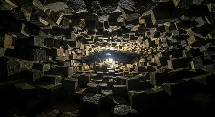 Dark Underground Structure with Light at the Center of Cubed Stones