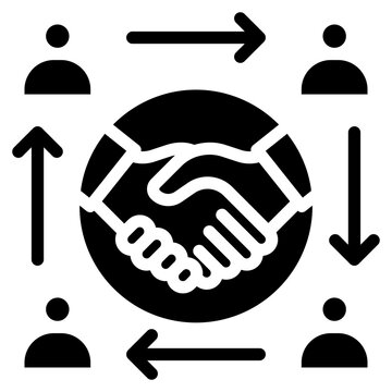 Collaboration, organization, trust, social, collaboration, people, dea sharing, crowdsourcing, knowledge exchange, brainstorming, partnerships, outline icon glyph, solid vector design illustrator	