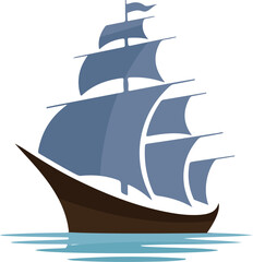 Ship on the sea isolated on transparent background