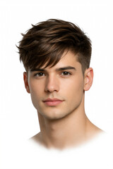 Fototapeta premium Natural looking young man headshot with modern hairstyle
