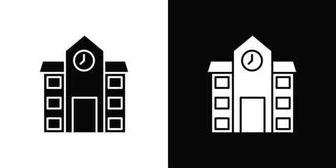 school icon, silhouette pictogram. black icon set