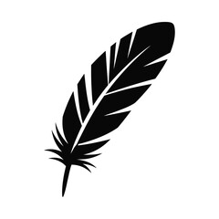 Obraz premium Black feather silhouette on white background