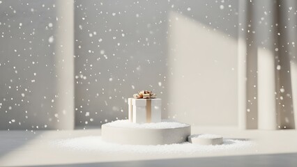 Clean Modern Winter Sale Scene With Snowy Elegance