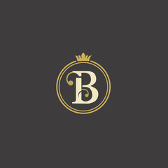Obraz premium Letter B silhouette vector logo with crown