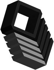 Illustration of three-dimensional icons, directions, and keys for business and corporate purposes.