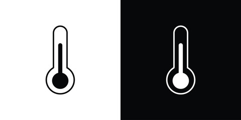Temperature icon, silhouette pictogram. black icon set