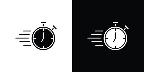 Time fast icon, silhouette pictogram. black icon set