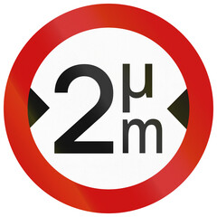 Road sign used in Greece - No vehicles having an overall width exceeding 2 metres
