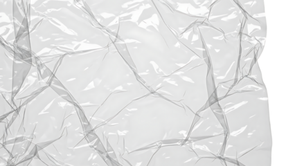 Crumpled white plastic sheet with creases and folds