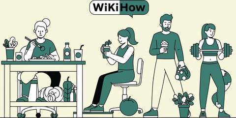 Healthy Lifestyle Guide WikiHow Style Vector Illustration