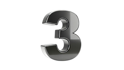 Naklejka premium Shiny Metallic Number 3 Isolated on White