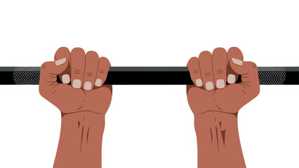 Hands gripping barbell in close-up for fitness and strength training inspiration