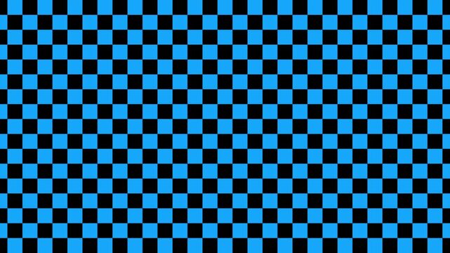 Blue and black checkered pattern background seamless loop moving horizontally in 4K