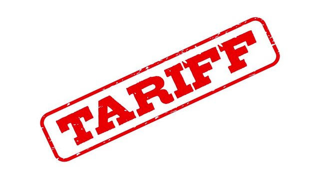 Red tariff stamp mark animation for customs or fees on green screen background